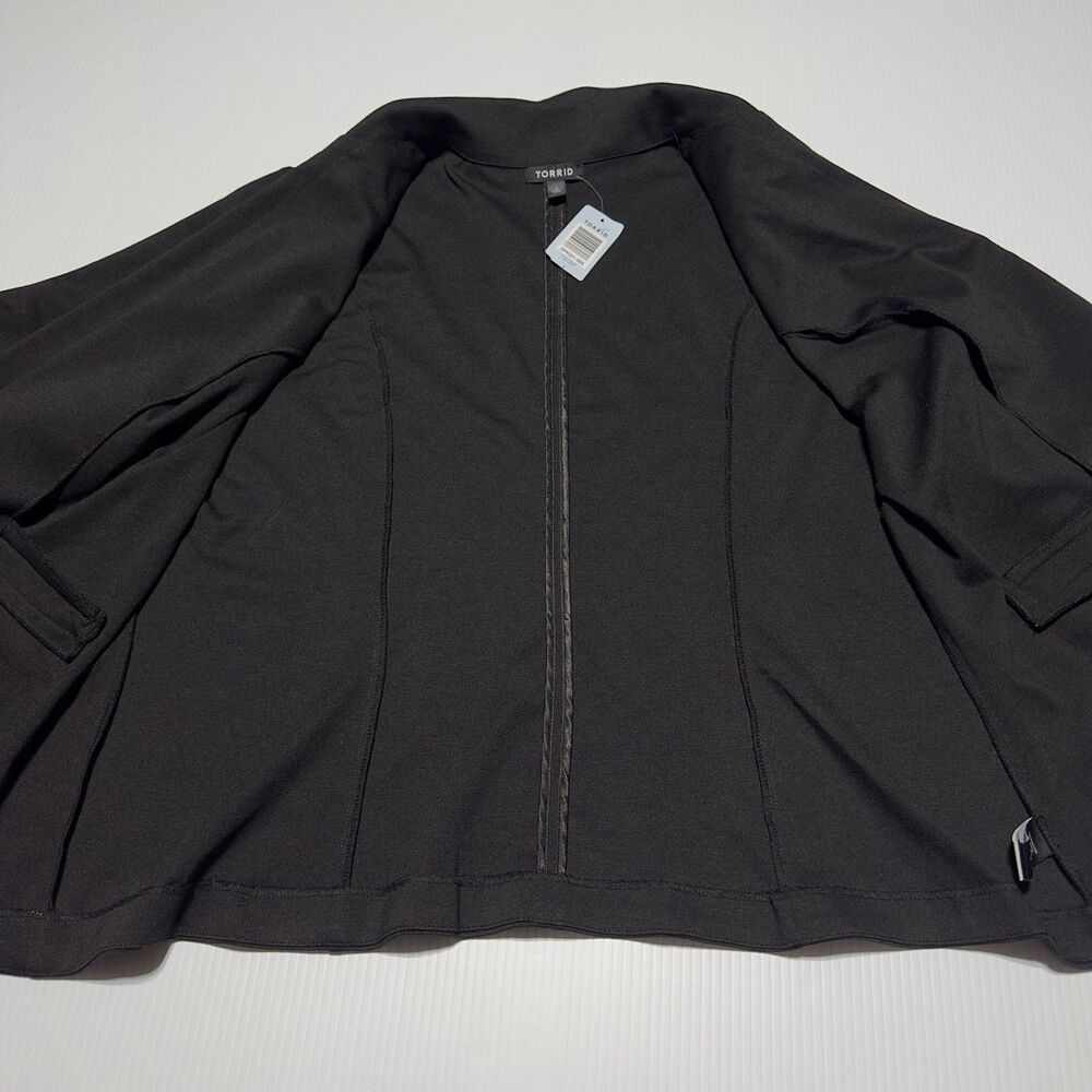 Torrid Black Ponti Blazer Size 3X Button Front Ruched 3/4 Sleeve NWT - Picture 4 of 11